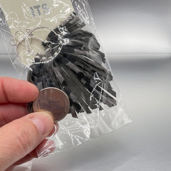 Leather Fringe Earrings in Black Cheetah - Picture 3 of 3